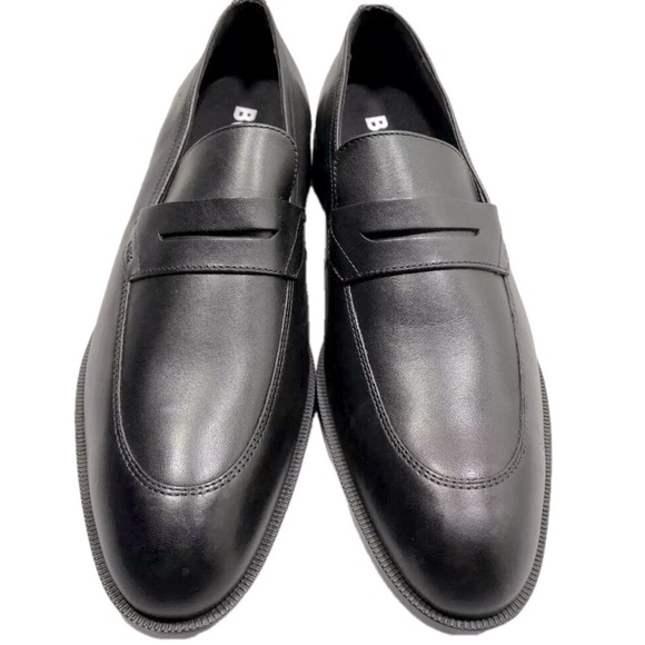 NEW BOSS  Derreck Penny Loafers Size 10 Slip-On Versatile Leather Black Lined Bc - Picture 1 of 11